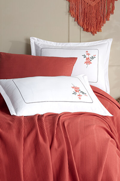 Elart Flores Pillow Case 100% Cotton 2 Pieces (50X70 cm) Cinnamon