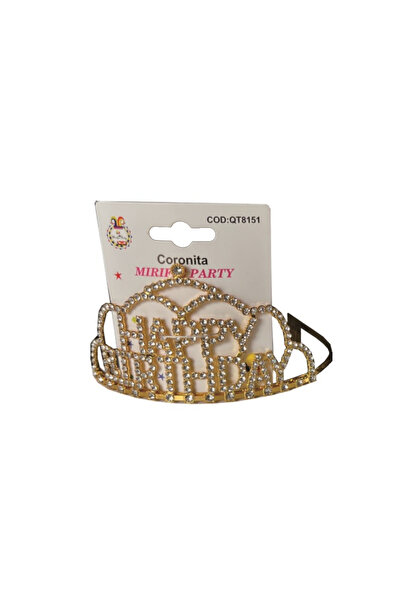 Mirific Party Coroană metalică „La mulți ani”, argintie, aurie