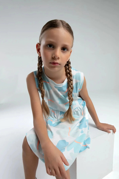 Rolypoly Girl's dress - white/light blue