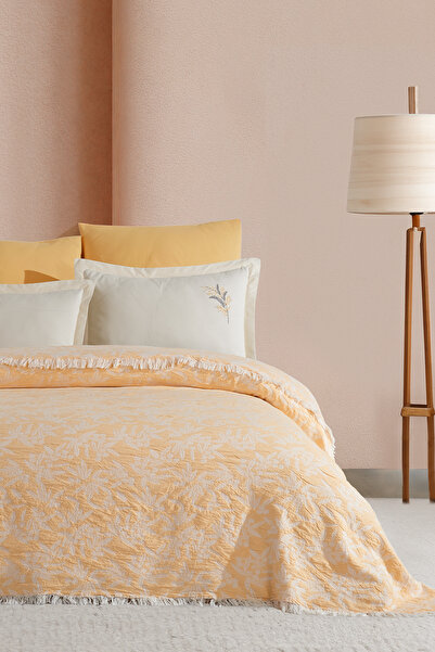 Elart Tina Pike Yatak Örtüsü Çift Kişilik %100 Pamuk (220x240 cm) Sarı