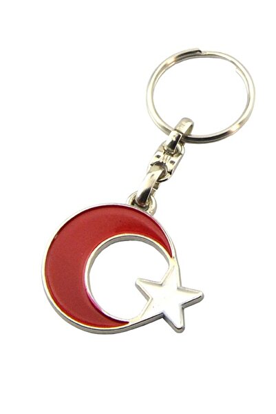 anahtarlıksepeti Breloc metalic Moon Star roșu-alb