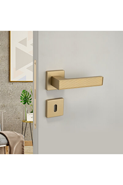 System Dıa Rozetli Kapı Kolu Altın Saten Renk Oda Rozetli