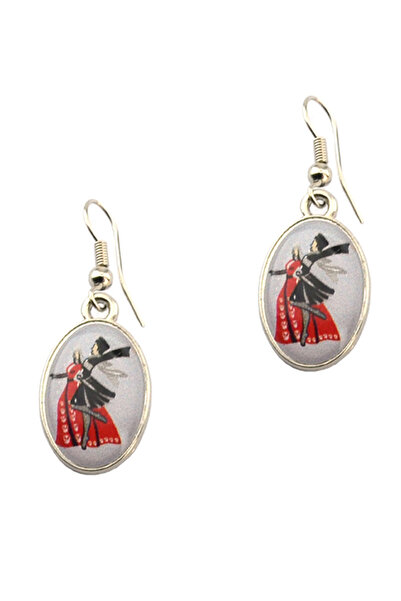 anahtarlıksepeti Drop Cut Caucasian Circasus Dance Figure Earrings