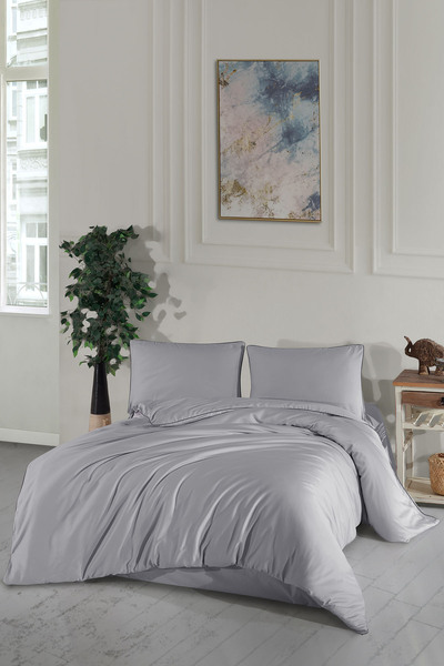 Elart Desmond Duvet Cover Set Satin Double (200X220 cm) Grey