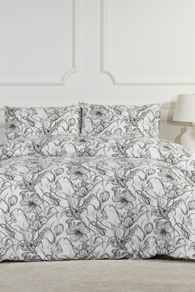 Elart طقم غطاء لحاف بتصميم فني خطي مع ملاءة مطاطية مزدوجة (200×220 سم)