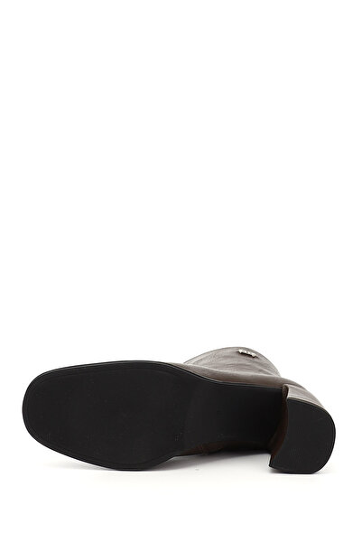 GÖNDERİ(R) Γυναικείες μπότες με χοντρό τακούνι με φερμουάρ σε καφέ χρώμα