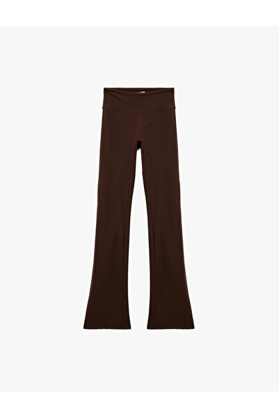 Koton High Waist Spanish Leg Opening Stitching Detail Sports Leggings