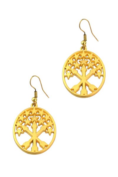 anahtarlıksepeti أقراط ذهبية اللون مع علم أديج الشيركيز