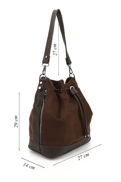GÖNDERİ(R) Ženy / Dívky Hnědé semišové rameno a batoh se stahovací šňůrkou