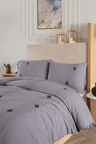 Elart Alva Duvet Cover Set Double Size 4 Pieces Gray