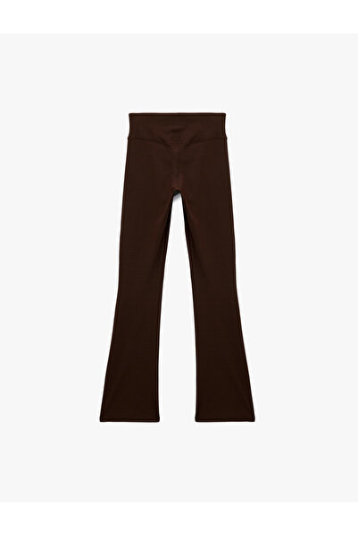 Koton High Waist Spanish Leg Opening Stitching Detail Sports Leggings