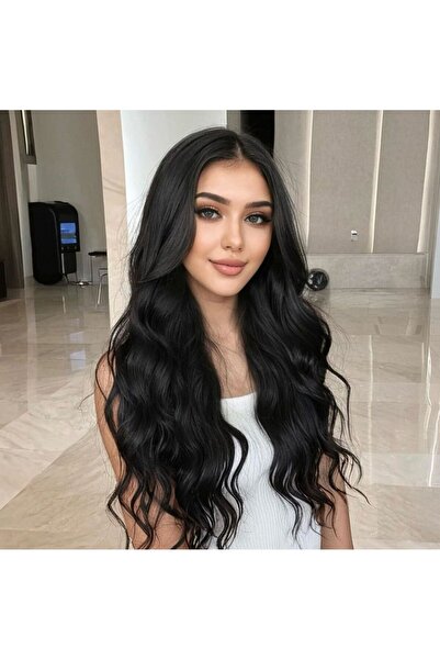 REMY HAİR 3 قطع شعر أفرو أسود مموج طويل نصف قمر - 75 سم.230 جرامسلسلة VIP