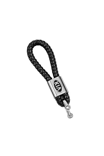 Kia Metal keyring with braided leather and logo
