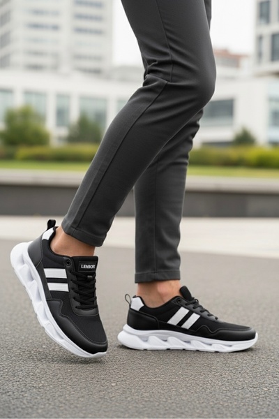 Lennox حذاء رياضي أسود عالي النعل للرجال