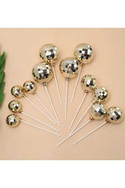 Çemrek Süs Parti Aynalı Renkli Top Pasta Süsü Renkli Kapı Süsü Topu 12 li Pak...