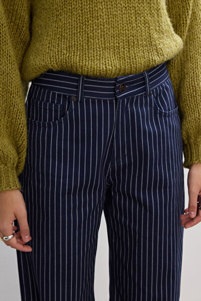 BE BLUE Striped Gabardin Pants