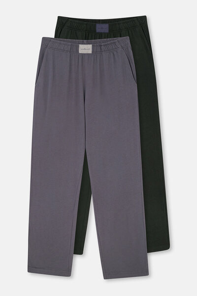 Dagi Pantaloni din modal bumbac moale cu picior drept, gri-verde, cu detaliu ...