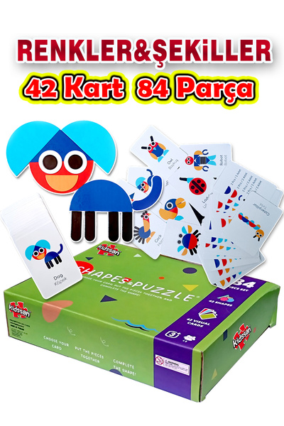 kidssan games RENKLER & ŞEKİLLER Eğitici Kartlı Kutu Hafıza ve Beceri Oyunu