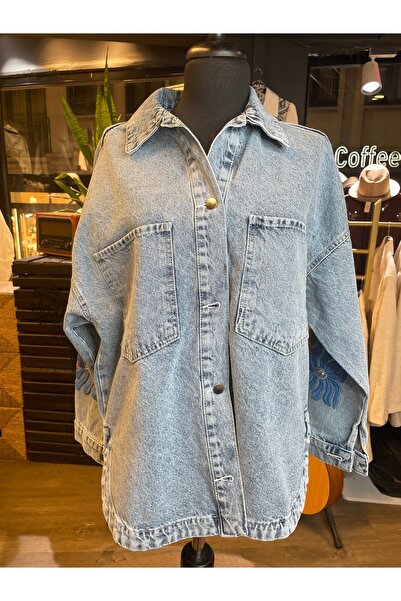 Dadali Women's Stone Embroidered Long Sleeve Cotton Denim Jacket