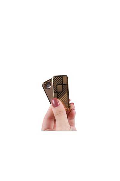 halber Brichetă Electrică Breloc Halber, Metal Auriu – Reîncărcabilă USB, Antivânt, Impermeabilă, Accesoriu Elegant și Cadou Ideal