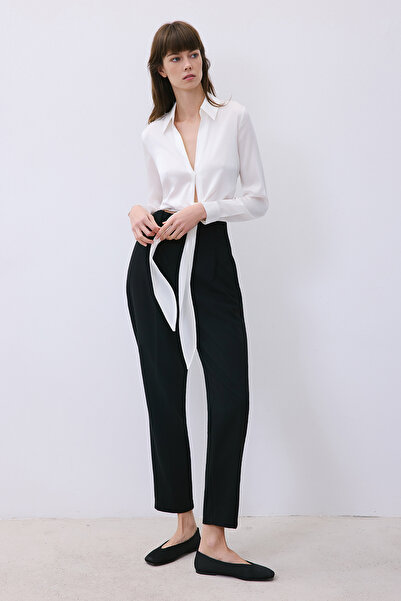 rue Tie-Up Silk Crop Ecru Shirt Blouse