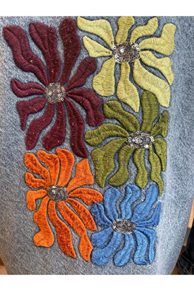 Dadali Women's Stone Embroidered Long Sleeve Cotton Denim Jacket