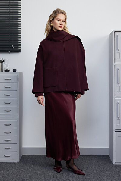 BE BLUE Burgundy Satin Skirt