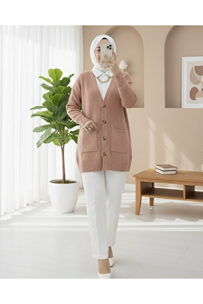 Modamorfo Double Pocket Soft Knit Cardigan - Salmon