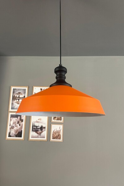 Bamyum Lema Turuncu Tekli Avize Siyah Tokmak Başlık Sarkıt Lamba Restoran Caf...