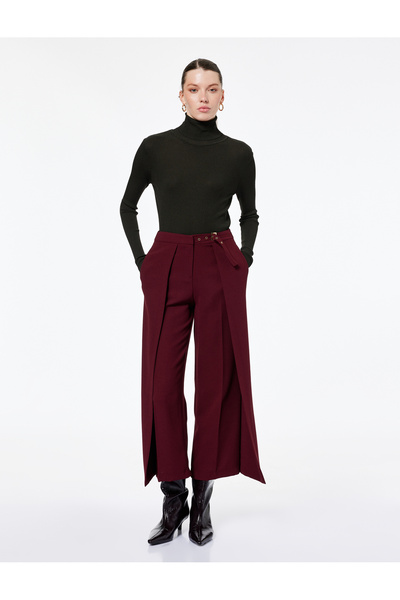 Koton Belt Detailed Ankle Length Wide Leg Crepe Palazzo Pants