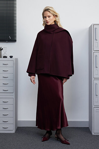 BE BLUE Burgundy Satin Skirt