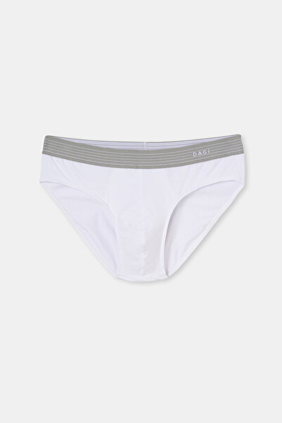 Dagi Bílé kompaktní skluzové kalhotky z česané bavlny