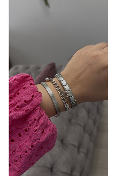 MAC CENTER طقم أساور أنيق - فاخر وراقي - أساور فولاذية - هدية - عيد الحب