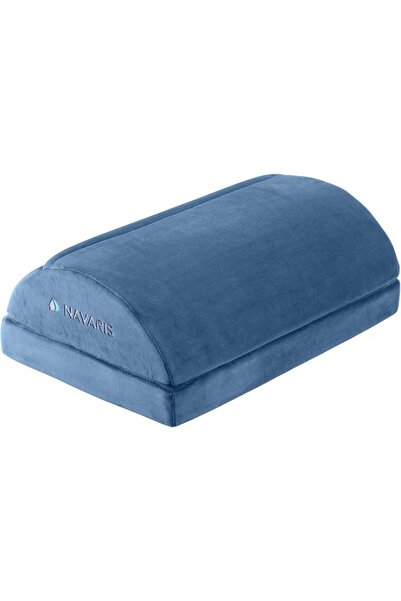 Navaris Suport ergonomic pentru picioare, 2 poziții de înălțime, detașabil și reglabil, buzunar pentru încălzirea picioarelor, catifea, albastru
