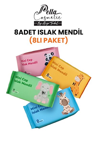 Pella Cosmetic Taşınabilir Hijyen Seti 8'li Islak Mendil (1 mini paket)