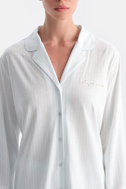 Dagi Water Green Striped Shirt Pants Set