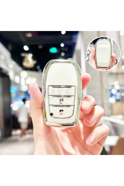 VTH Husă cheie cu 2 butoane pentru Toyota Hilux, Innova, Rav4, Fortuner, Yaris - Albă