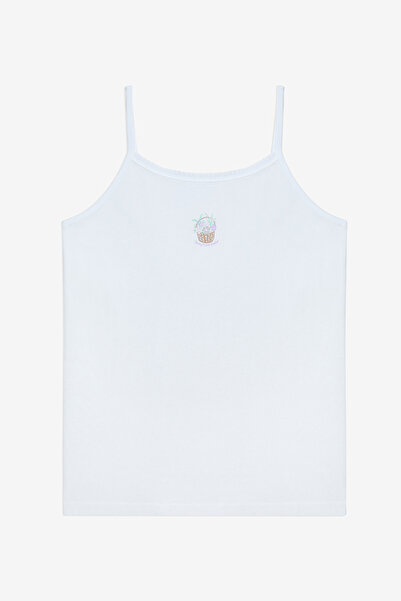 Penti Girl's Spring Flower Cotton Optical White 2-Piece Undershirt