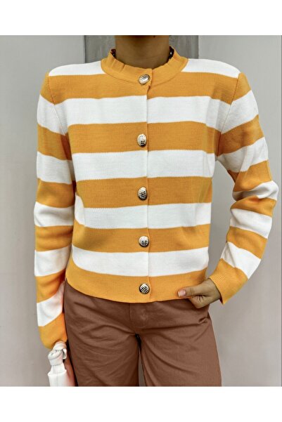 Modamorfo Ringelli fém gombos rövid kardigán - mustár