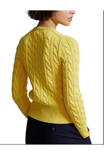 Frenk sarı saç örgülü hırka