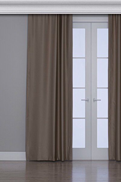 Gauze Fabric Design Blackout Background Curtain Dark Chickpea Color Blackout Feature