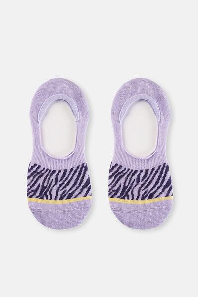 Dagi Șosete invizibile cu model zebră pentru femei, liliac-violet, pachet de 2