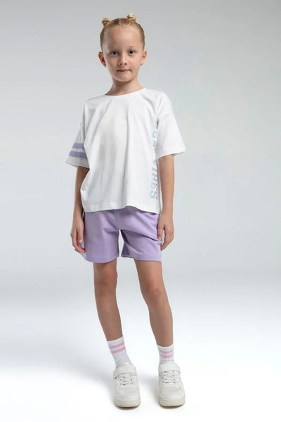 Rolypoly Girl shorts set - white/lila