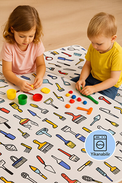 SafeMom Yıkanabilir Çocuk Aktivite Örtüsü | Boyama, Piknik Ve Mama Sandalyesi Örtüsü | 140x140 Cm