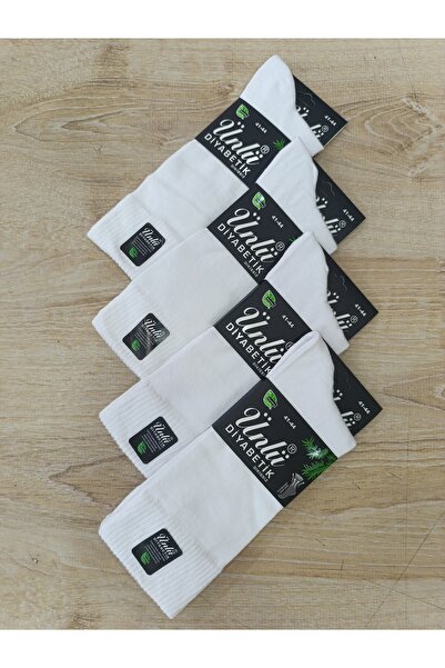 ÜNLÜ ÇORAP ȘOSETE DIABETICĂ BAMBOO FĂRĂ CUSĂTURI 4 PERECHI ALBE 41-44 NR.