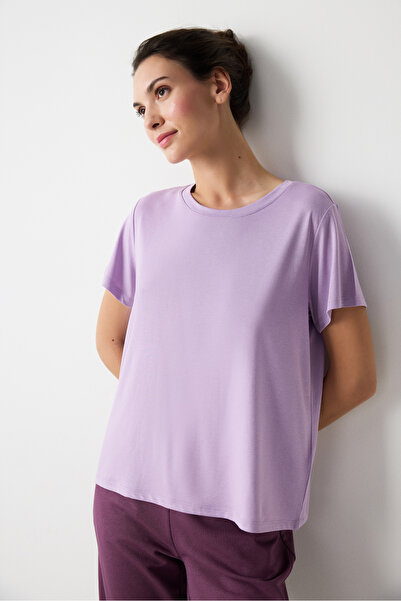Penti Tricou modal liliac cu decolteu rotund