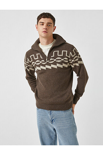 Koton Mock Neck Half Zipper Sweater