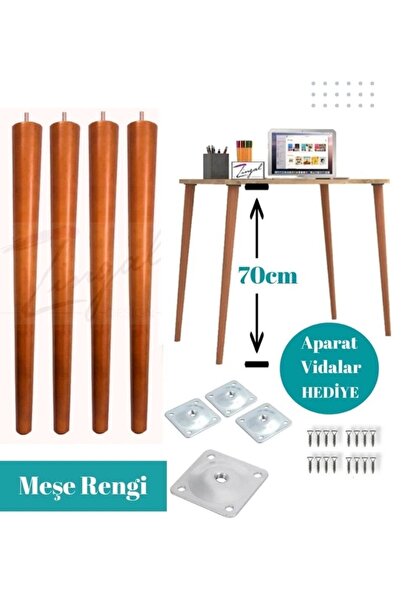 shop 70 cm meşe renk masa konik ayak 4 adet