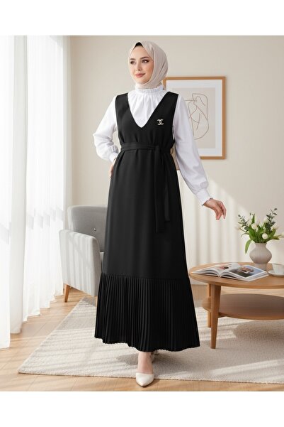 Modamorfo Sukně s plisovaným páskem - černá