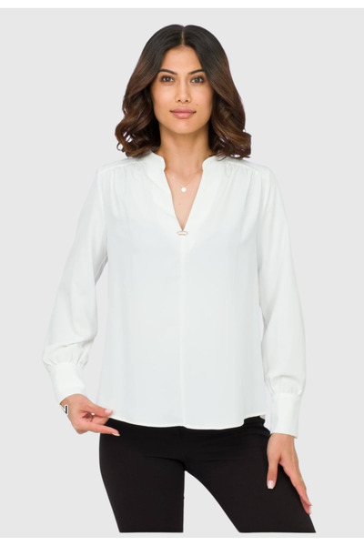 AYHAN Chiffon Blouse with Stone Accessory Detail